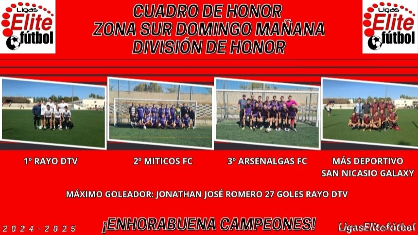 CUADRO DE HONOR. ZONA SUR DOMINGO MAÑANA DIVISIÓN DE HONOR